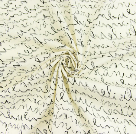 Ткань для рукоделия, "Письмо" на кремовом фоне , 33*70 см, плотность 120 г/м2 (Корея)