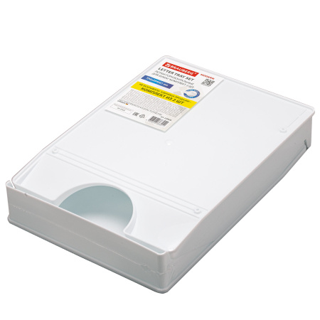 Лоток горизонтальный для бумаг КОМПЛЕКТ 2 шт., BRAUBERG "Modern", 346х254х61 мм, белый, 238026 - Лотки горизонтальные (поддоны)