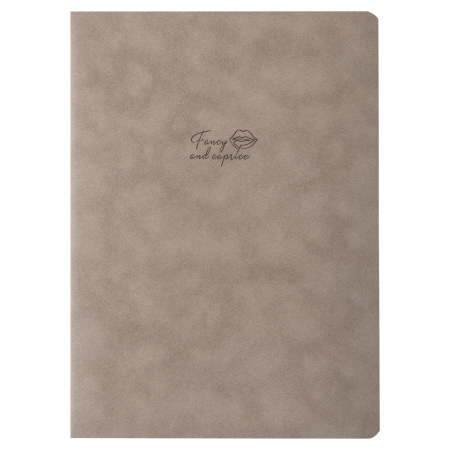 Тетрадь-скетчбук 60 л. обложка кожзам под замшу, сшивка, B5 (179х250мм), 70 г/м2, СЕРЫЙ, BRAUBERG CAPRISE, 403865 - Тетради более 60 листов