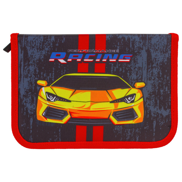 Пенал BRAUBERG с наполнением, 1 отделение, 1 откидная планка, 24 предмета, 21х14 см, "Yellow car", 229292 - Пеналы с наполнением