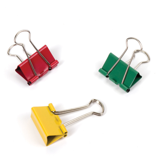 Зажимы для бумаг BRAUBERG, КОМПЛЕКТ 12 шт., 25 мм, на 100 листов, цветные, картонная коробка, 224471 - Зажимы для бумаг