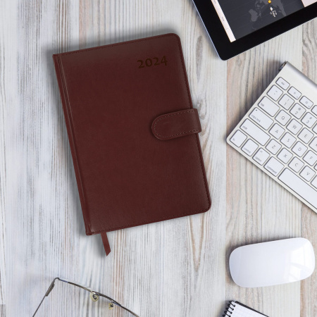 Ежедневник датированный 2024 А5 148х218 мм GALANT "Ritter", под кожу, коричневый, 114763 - Ежедневники с покрытием "под кожу и ткань"