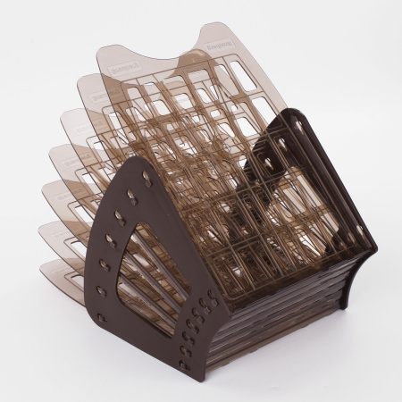 Лоток для бумаг веерный BRAUBERG-SMART, 7-ми секционный, сетчатый, тонированный, 230467 - Лотки и подставки секционные