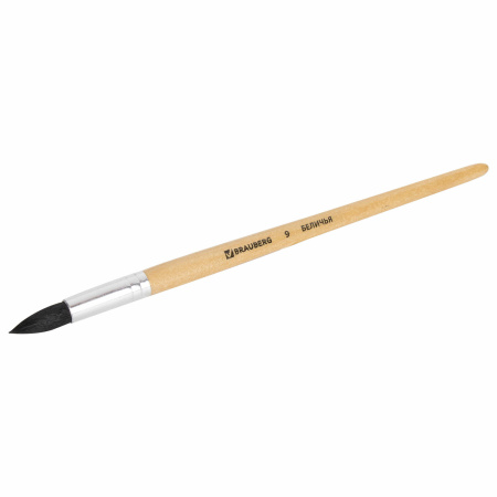 Кисть BRAUBERG, белка, круглая, № 9, 200186 - Кисти художественные из натурального волоса