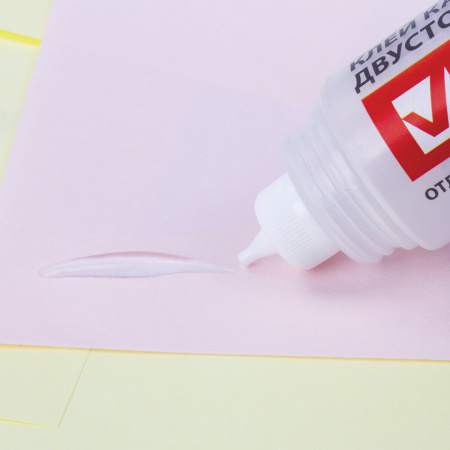 Клей канцелярский двусторонний BRAUBERG, 45 мл, с узким и широким аппликаторами, 227534 - Клей канцелярский