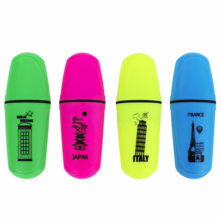 Текстовыделитель мини BRAUBERG "NEON Mini", АССОРТИ В ПЛАСТИКОВОЙ БАНКЕ, линия 1-5 мм, 152431 - Текстовыделители