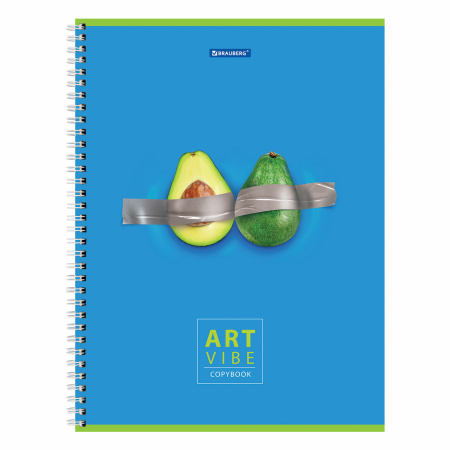 Тетрадь А4, 96 л., BRAUBERG, гребень, клетка, глянцевый лак, "Avocado", 404061 - Тетради формата А4