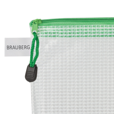 Папка-конверт на молнии МАЛЫЙ ФОРМАТ (238х180 мм) А5, молния ассорти, ПВХ, прозрачная, BRAUBERG "Segment", 223887 - Папки-конверты на молнии