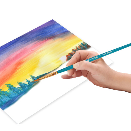 Кисти синтетика BRAUBERG, НАБОР 10 шт., синие (Круглые; Овальные; Плоские; Лайнеры), 201030 - Кисти для рисования