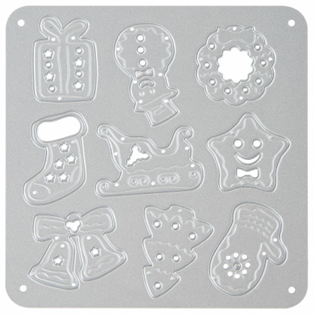 Ножи "Новый год" для Машинки для вырубки и тиснения ОС-5, 10 штук, 100х100 мм, ОСТРОВ СОКРОВИЩ, 663827, 861-011 - Машинки, ножи и маты для вырубки, клише для тиснения