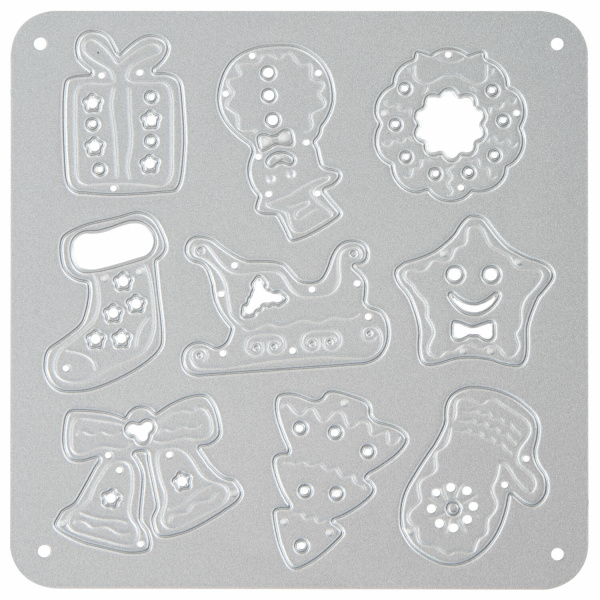 Ножи "Новый год" для Машинки для вырубки и тиснения ОС-5, 10 штук, 100х100 мм, ОСТРОВ СОКРОВИЩ, 663827, 861-011 - Машинки, ножи и маты для вырубки, клише для тиснения