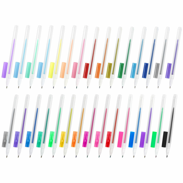 Ручки гелевые ПИФАГОР, НАБОР 30 ЦВЕТОВ, "ЭНИКИ-БЕНИКИ", линия письма 0,5 мм, 143825 - Наборы гелевых ручек