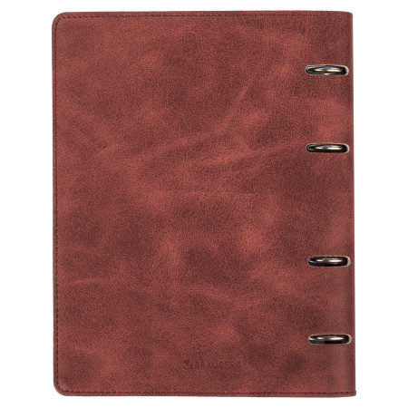 Тетрадь на кольцах А5 (180х220 мм), 120 листов, под кожу, клетка, BRAUBERG "Main", коричневый, 401710 - Тетради на кольцах и сменные блоки к ним