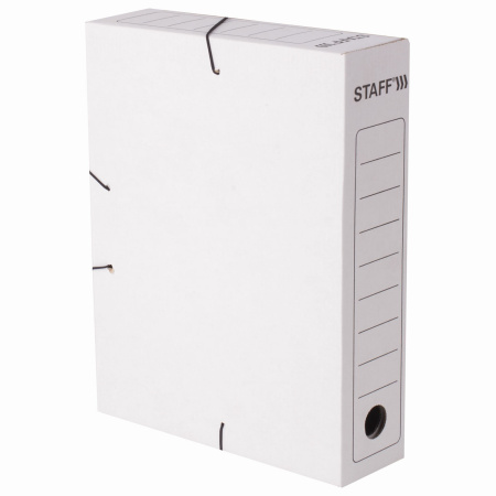 Папка архивная с резинкой А4 (325х250 мм), 75 мм, до 700 листов, микрогофрокартон, БЕЛАЯ, STAFF, 128878 - Накопители документов
