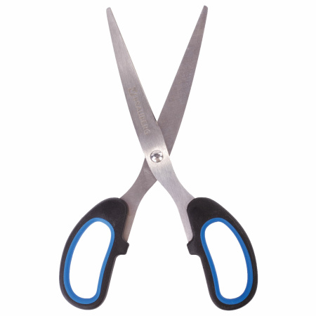Ножницы BRAUBERG "Classic+", 185 мм, черно-синие, классической формы, резиновые вставки, 236448 - Ножницы универсальные