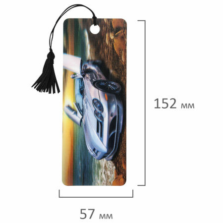 Закладка для книг 3D, BRAUBERG, объемная, "Мерседес", с декоративным шнурком-завязкой, 125768 - Закладки для книг