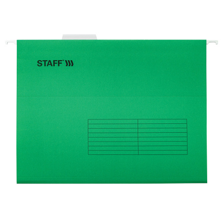 Подвесные папки А4 (350х240 мм) до 80 л., КОМПЛЕКТ 10 шт., зеленые, картон, STAFF, 270929 - Подвесные папки А4