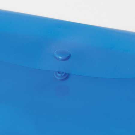 Папка-конверт с кнопкой БОЛЬШОГО ФОРМАТА (305х435 мм), А3, прозрачная, синяя, 0,18 мм, BRAUBERG, 224034 - Папки-конверты с кнопкой