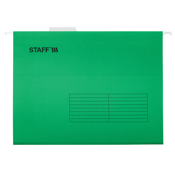 Подвесные папки А4 (350х240 мм) до 80 л., КОМПЛЕКТ 10 шт., зеленые, картон, STAFF, 270929 - Подвесные папки А4