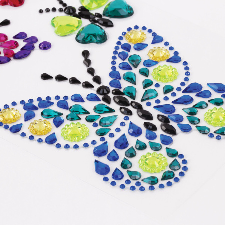 Наклейки готовые из страз БАБОЧКИ, 4 декоративных элемента, 9,5х15,5 см, ОСТРОВ СОКРОВИЩ, 661562 - Наклейки для творчества