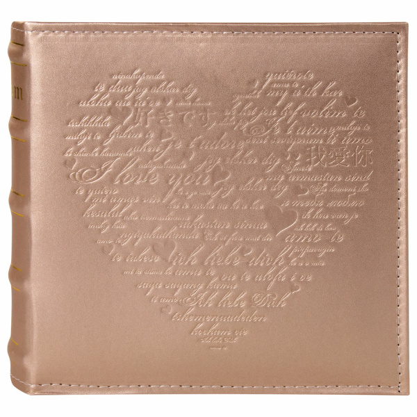 Фотоальбом BRAUBERG "I love you" на 200 фото 10х15 см, под кожу, бумажные страницы, переплет, бокс, 391175 - Фотоальбомы