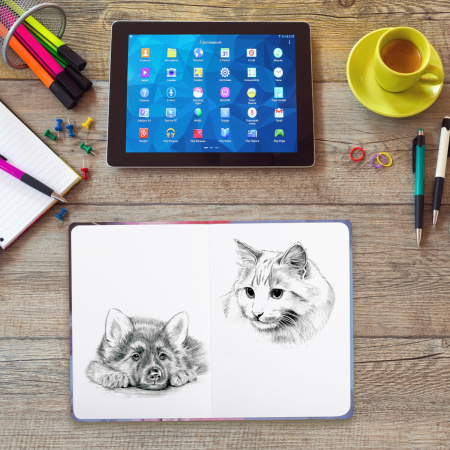 Скетчбук, белая бумага 120 г/м2, 145х203 мм, 80 л., резинка, твердый, BRAUBERG ART DEBUT "Фламинго", 114584 - Альбомы, скетчбуки и бумага для графики и эскизов