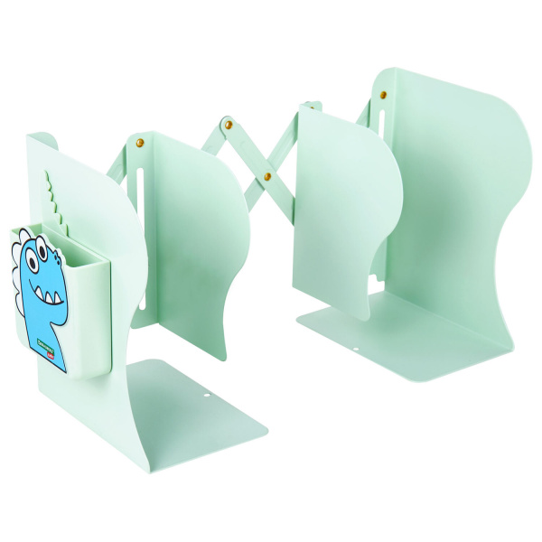 Подставка-держатель для книг и учебников BRAUBERG KIDS "Dino", с органайзером, раздвижная, металлическая, 238067 - Подставки для книг