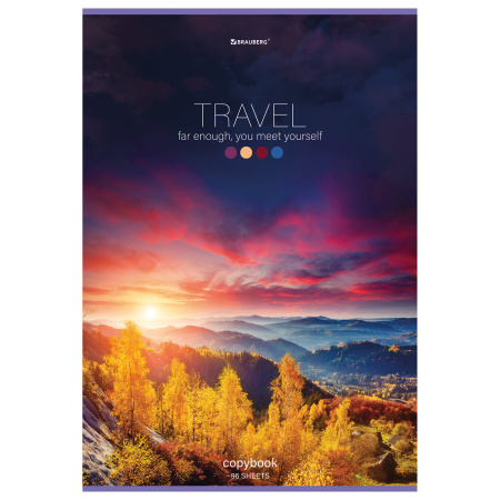 Тетрадь А4, 96 л., BRAUBERG, скоба, клетка, обложка картон, "Journey", 404064 - Тетради формата А4