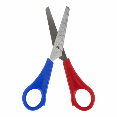 Ножницы ПИФАГОР, 130 мм, для левши, с линейкой, в картонной упаковке с европодвесом, 236784 - Ножницы детские