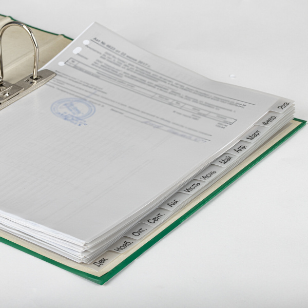 Разделитель пластиковый BRAUBERG, А4, 12 листов, Январь-Декабрь, оглавление, серый, РОССИЯ, 225599 - Разделители