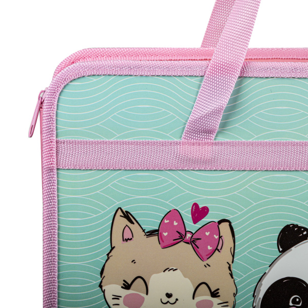 Папка на молнии с ручками BRAUBERG А4, 1 отделение, пластик, 80 мм, "BEST PALS", 271467 - Папки-сумки с ручками