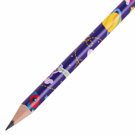 Карандаш чернографитный ЮНЛАНДИЯ "ЮНЛАНДИК", 1 шт., HB, с ластиком, корпус ассорти, 181752 - Карандаши чернографитные