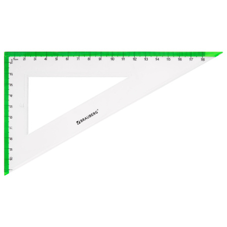 Набор чертежный большой BRAUBERG "FRESH ZONE" (линейка 30 см, 2 треугольника, транспортир) с салатовой шкалой, 210764 - Наборы чертежные