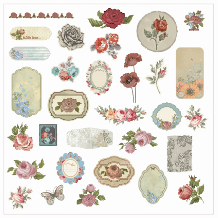 Наклейки для скрапбукинга РОЗЫ из washi-бумаги, 64 штуки, 32 дизайна, ОСТРОВ СОКРОВИЩ, 662266 - Наклейки для творчества