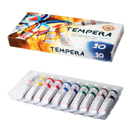 Краски темперные KOH-I-NOOR "Бабочка", НАБОР 10 цветов по 16 мл, в алюминиевых тубах, без кисти, 016254800000 - Темперные краски художественные в наборах