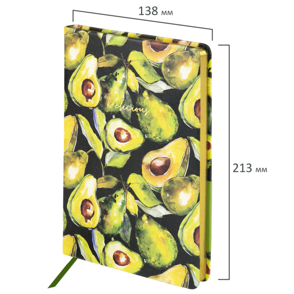 Ежедневник недатированный А5 (138х213 мм), BRAUBERG VISTA, под кожу, твердый, 136 л., "Avocado", 112026 - Ежедневники с покрытием "под кожу и ткань"