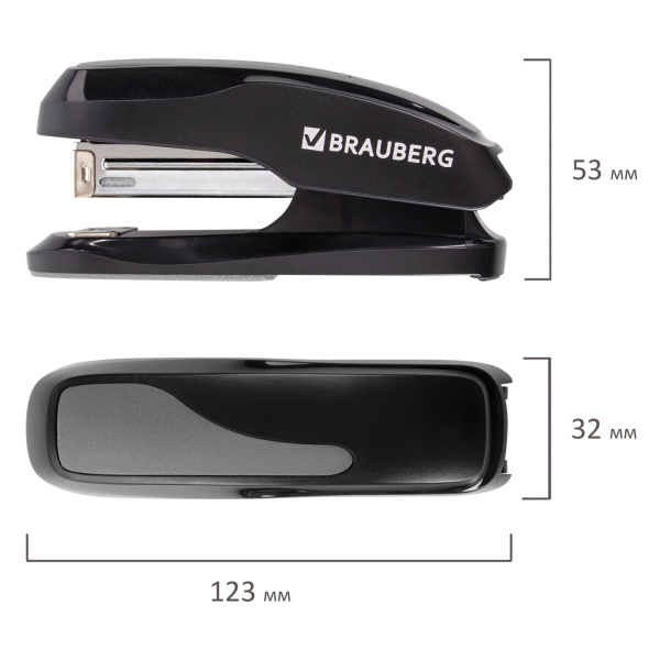 Степлер №24/6, 26/6 BRAUBERG "Extra", до 30 листов, черно-серый, 229086 - Степлеры настольные