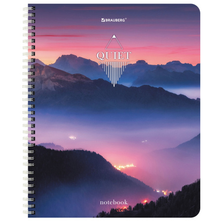 Тетрадь А5, 96 л., BRAUBERG, гребень, клетка, "Безмятежность" (микс в спайке), 404423 - Тетради более 60 листов