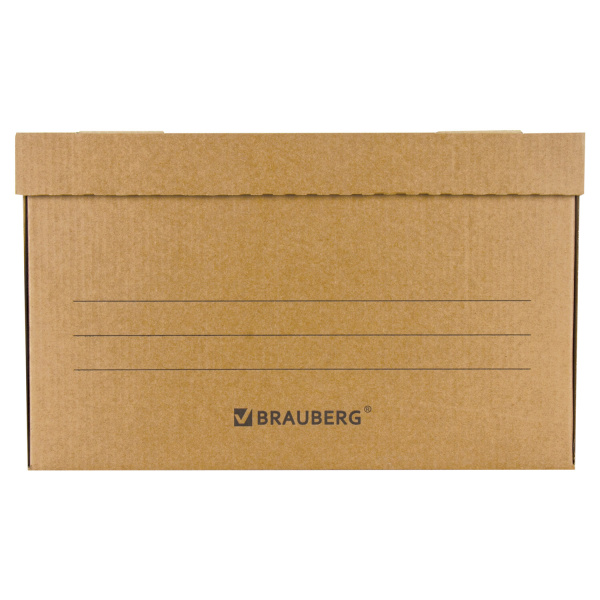 Короб архивный "Делопроизводство" (325х480х295 мм), с крышкой, гофрокартон, BRAUBERG, 126523 - Короба архивные
