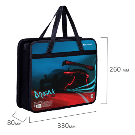 Папка на молнии с ручками BRAUBERG А4, 1 отделение, пластик, 80 мм, "Speed", 270872 - Папки-сумки с ручками