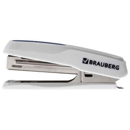 Степлер №10 BRAUBERG "Extra", до 20 листов, антистеплер, серо-синий, 229081 - Степлеры настольные