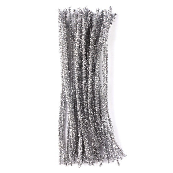 Проволока синельная для творчества "Блестящая", серебряная, 30 шт., 0,6х30 см, ОСТРОВ СОКРОВИЩ, 661544 - Проволока синельная (пушистая)