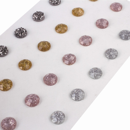 Стразы самоклеящиеся КРУГЛЫЕ, 8 мм, 28 штук, металлик, на подложке, ОСТРОВ СОКРОВИЩ, 662233 - Стразы для творчества