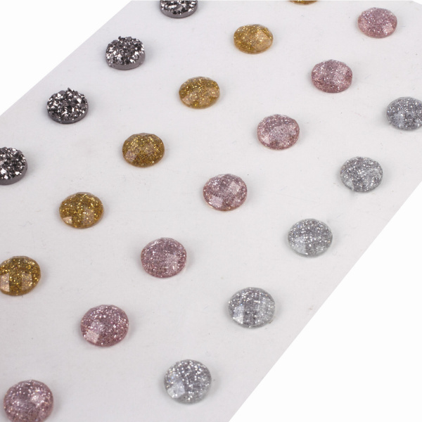 Стразы самоклеящиеся КРУГЛЫЕ, 8 мм, 28 штук, металлик, на подложке, ОСТРОВ СОКРОВИЩ, 662233 - Стразы для творчества