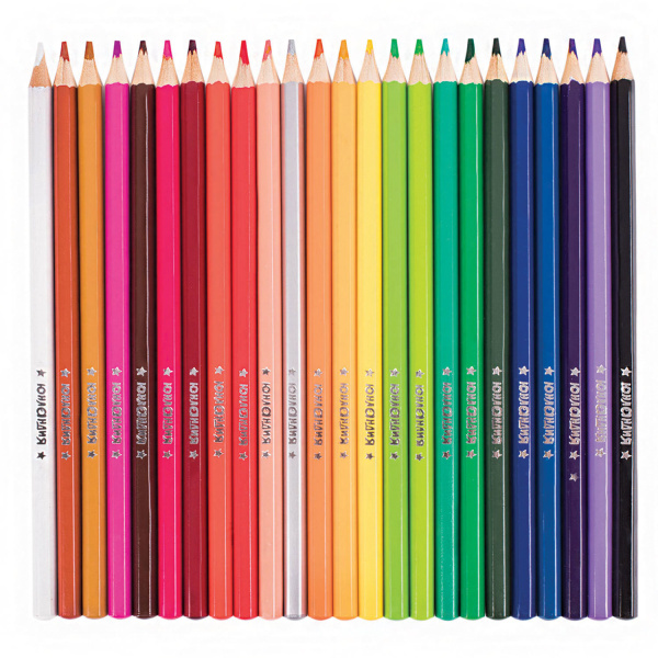 Карандаши цветные ЮНЛАНДИЯ "МИР ЖИВОТНЫХ", 24 цвета, классические заточенные, 181385 - Карандаши цветные