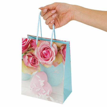 Пакеты подарочные 17,8x9,8x22,9 см, "Нежность", ламинированные ЗОЛОТАЯ СКАЗКА, 10 штук - Подарочные пакеты