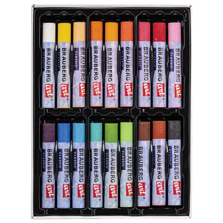 Пастель масляная художественная BRAUBERG ART CLASSIC, УТОЛЩЕННАЯ, 24 цвета, круглое сечение, 181452 - Пастель художественная в наборах