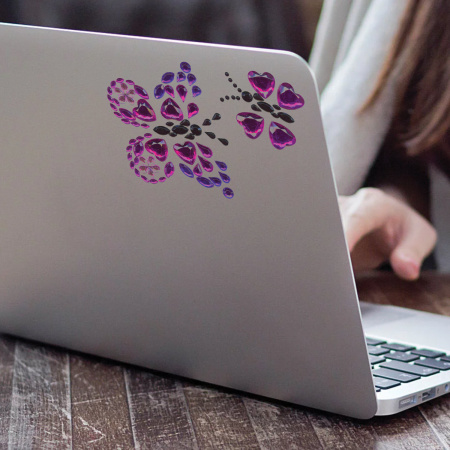 Наклейки готовые из страз БАБОЧКИ, 4 декоративных элемента, 9,5х15,5 см, ОСТРОВ СОКРОВИЩ, 661562 - Наклейки для творчества