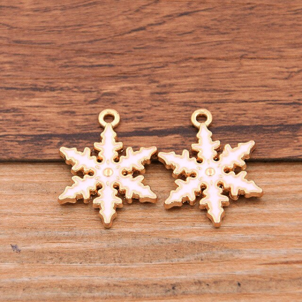 Набор подвесок с эмалью "Новый год" (2 снежинки и сапожок) - Металлические украшения, подвески и шармы