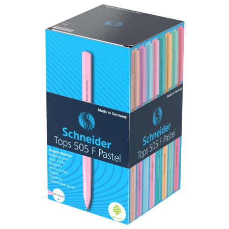 Ручка шариковая SCHNEIDER (Германия) "Tops 505 F" Light Pastel, СИНЯЯ, пастель ассорти, узел 0,8 мм, 150520 - Ручки шариковые неавтоматические
